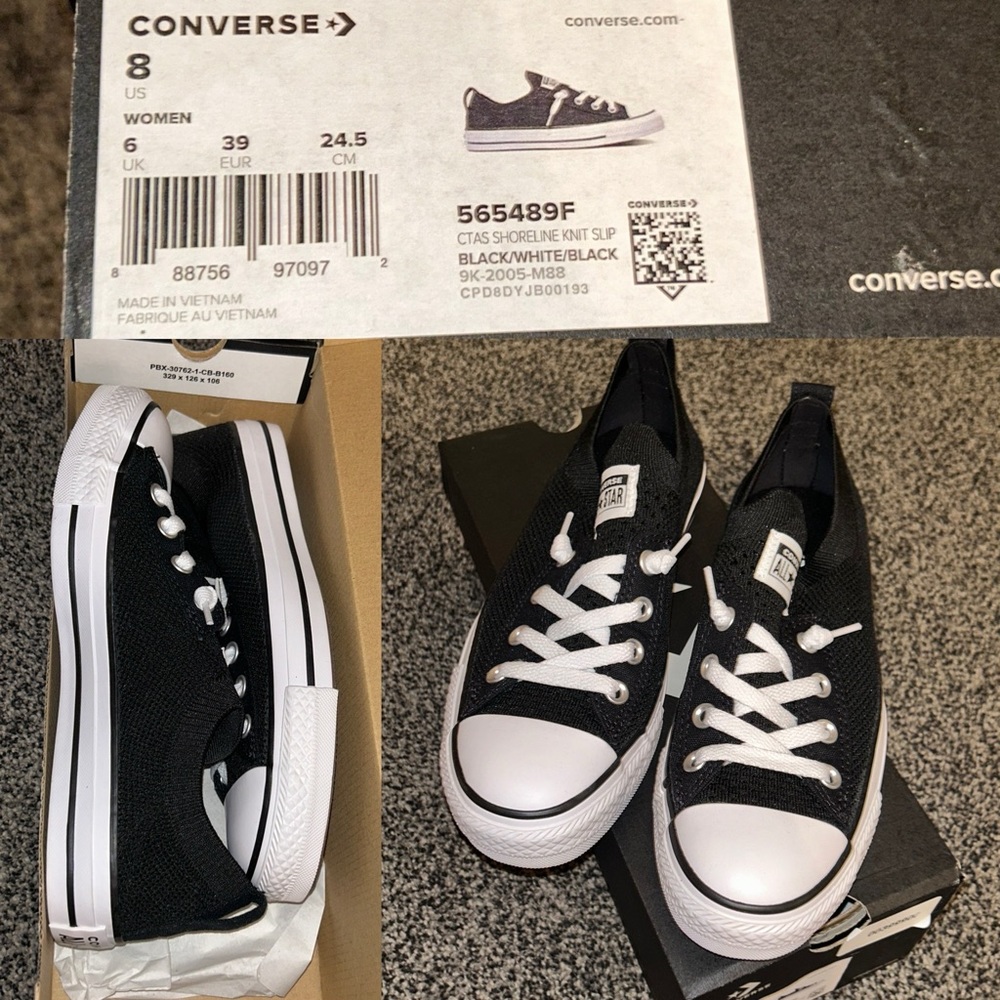 NEW- Black & White Unisex Converse Shorelines
